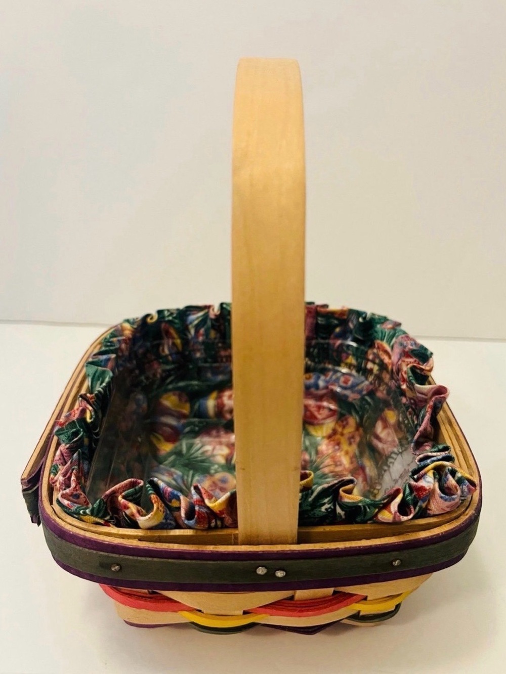 Longaberger Small Square Easter Basket with Easter Egg Liner Insert Vintage 1998 - Picture 7 of 12